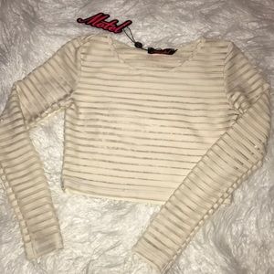 NWT Motel Rocks Stripe Crop Top Ivory Small